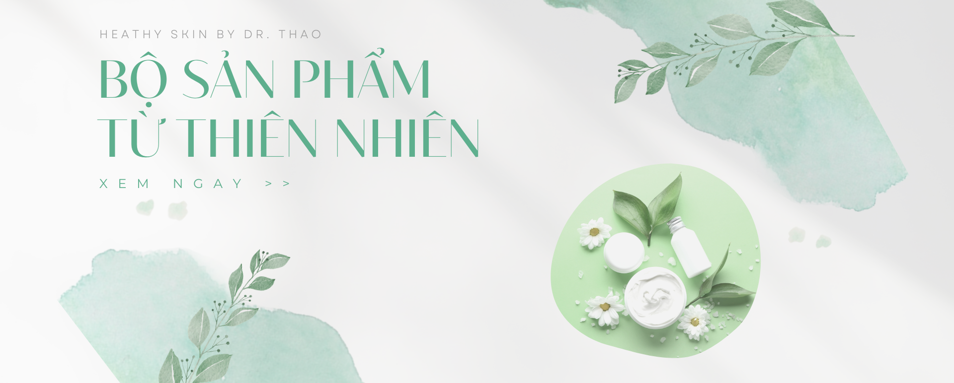 Green Minimalist Skin Care New Arrival Facebook Cover 1920 x 772